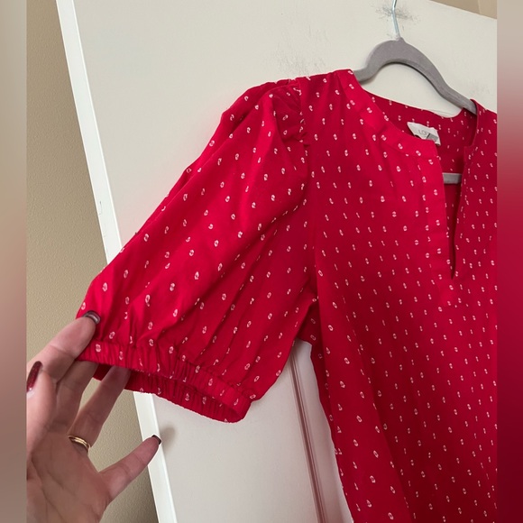 Loft Outlet Women's Red Puff Sleeve Top Cotton Blend Size Small - Picture 6 of 16